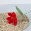 Flor de Tulipan Terminada Hecha a Mano con Lana Flor de Lana Tejida a Crochet Flor Artificial Flor Inmortal Tulipan Abierto y Cerrado Flor de Lana de Tulipan