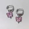 Pendientes de Acero Inoxidable de Gama Alta con Galvanizado al Vacío, Pendientes con Colgante de Corazón de Cobre Incrustado con Circonita, Dulces y Frescos, Pendientes Versátiles al por Mayor