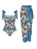 Amazon 2023 Europeia e Americana Nova Edição Fixa Impressa Duas Peças One-Piece Swimsuit Conservador Coberto Hip Skirt Spot Swimsuit