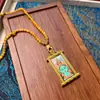 Regong Tíbet Nepal Thangka Pintado a Mano Puro Tara Verde 2*4 Collar Conjunto Terminado