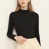 Camiseta básica CANVAUS para mujer otoño e invierno Nueva Cuello alto manga larga corte ajustado simple para ir al trabajo algodón top de moda para mujer