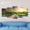Pintura Decorativa de Cinco Partes Paisaje Marino Núcleo Paisaje Impresión Pintura al Óleo Mar Lago Pintura en Lienzo Exportación Pintura para Colgar Transfronteriza