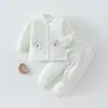 Roupas de bebê para outono e inverno, conjunto de duas peças com acolchoamento de algodão de 60g, Classe A, agasalho acolchoado de inverno para bebês e crianças pequenas