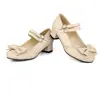 Sapatos Femininos Doces com Laço 2026 Primavera e Outono Comércio Exterior Salto Médio Salto Quadrado Tamanhos 30-50 Sapatos de Dia a Dia da Moda