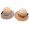 Sombrero de Paja Rafia de Ala Ancha para Mujer con Lazo y Combinación de Colores, Sombrero de Protección Solar