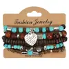 Pulsera de Cowboy del Oeste Nuevo Transfronteriza Personalizada en Forma de U Cactus Sombrero de Vaquero Pulsera Elástica con Perlas Turquesas