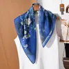Pañuelo Cuadrado de Doble Cara Bicolor con Patrón de Espiga 65 para Mujer, Estilo Retro Francés Sencillo, Accesorio Elegante, Pequeño Pañuelo de Cuello de Moda