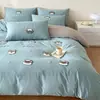 2026 Nuevo Modelo Clase A Grado Materno e Infantil Juego de Cuatro Piezas de Algodón Lavado con Bordado de Toalla, Juego de Ropa de Cama de Cuatro Piezas de Algodón Puro Disponible para la Venta