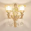 Luminária de Parede de Cristal Estilo Europeu para Quarto, Cabeceira, Sala de Estar, Corredor, Cabeça Única ou Dupla Vela Decorativa Parede LED