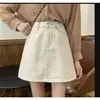 Nueva Falda Corta de Mezclilla de Cintura Alta Estilo Coreano Casual para Mujer, Falda de Línea A Delgada y Moderna, Falda de Mezclilla que se Ajusta a la Cadera
