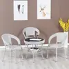 Conjunto de Mesa e Cadeiras para Varanda Externa, Conjunto de Três Peças de Cadeira de Rattan, Mesa Pequena, Mesa de Centro, Cadeira de Lazer com Encosto, Cadeira para Pátio Externo