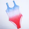 2024 Nuevo Traje de Baño de una Pieza Sexy con Color Degradado Europeo y Americano Amazon Cubre Vientre Traje de Baño Conservador Traje de Baño Europeo y Americano