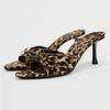 Nuevos Zapatos de Mujer Verano 2024 Sandalias de Tacón Alto con Lazo y Leopardo Punta Fina Tacón Delgado Sandalias de Tacón Alto de Malla Zapatos de Mujer
