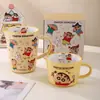 Taza medidora de cerámica oficial de la colaboración de Crayon Shin-chan, para uso doméstico, ideal para leche, desayuno y repostería creativa, con marcas para una fácil medición