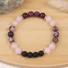Pulseira de Pedras Naturais com Contas Youjia Jewelry Garnet Retrô Quartzo Rosa Cura Inspiracional Feminino Presente de Feriado Pulseira