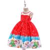 Ropa Nueva Europea y Americana para Niños Lindo Encaje Strapless Papá Noel Dibujos Animados Vestido Estampado de Princesa navidad