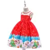 Vestido de Navidad para Piano de Estilo Nuevo Europeo y Americano Transfronterizo para Niñas con Estampado de Dibujos Animados Vestido de Danza de Rendimiento de Satén