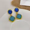 Brincos Geométricos Azul Klein Agulha de Prata Pequenos Irregulares Femininos Temperamento Moderno High-End Brincos Atacado