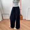 Pantalones Casuales de Lino Sencillos y Transpirables de Estilo Japonés, Nuevos de Verano, con Silueta Tridimensional, de Cintura Alta, Caída Elegante y Pierna Ancha para Mujer