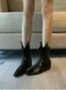 Botas de moda elásticas retro de tacón alto adelgazantes, elegantes botines negros de punta cuadrada, novedad 2026