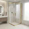 Mampara de Baño con Forma de L Norteamericana, Pantalla para Cabina de Ducha con Separación Húmeda y Seca, Proyecto de Pantalla de Baño de Vidrio con Marco de Aluminio