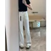 Jeans Feminino Reto Forrado com Fleece Novo Outono e Inverno 2024 Calças de Perna Larga Estreitas de Cintura Alta Pequena Emagrecedoras