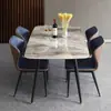 Conjunto de Mesa e Cadeiras de Jantar em Rocha Polida Pequeno Apartamento Mesa de Jantar Moderna Minimalista Luxo Leve Estilo Nórdico Mesa de Jantar em Rocha Italiana