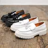 Zapatos de Cuero con Plataforma y Borlas Brillantes Estilo Británico, Talla Grande Transfronteriza, Suela Gruesa Ligera, Zapatos Formales de Negocio Casual para Hombres