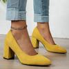 Otoño 2025 Nuevo Zapatos de Tacón Alto para Mujer con Punta Fina, Tacón Grueso, Sin Cordones, Gamuza Mate, Venta Directa de Fábrica, Comercio Exterior Transfronterizo