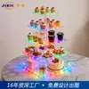 Soporte de Exhibición de Acrílico con Luz LED Cuadrada Transparente, Directo del Fabricante, Soporte de Acrílico para Pasteles, Soporte de Exhibición de Postres para Banquetes