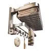 Estante para Toallas de Baño sin Taladro con Cesta de Malla, Organizador de Ropa de Aluminio Espacial, Estante de Almacenamiento para Baño, Toallero Integrado