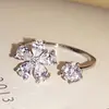 Anillo abierto de plata de ley 925 con exquisita flor de circón, anillo de joyería de diseño de alta gama estilo coreano para mujer