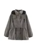 Comercio exterior transfronterizo ropa de mujer otoño nuevo moda europea y americana cordón en la cintura cuadros con capucha chaqueta 6318273