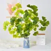 Decoração de folha de ginkgo artificial, folhas falsas, galhos de plástico, folhas de figueira artificial, amarelo e verde, para casamentos e celebrações