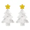 Pendientes de Moda Navideña Transfronterizos Europeos y Americanos Pendientes de Árbol de Navidad de Resina Estrellas Coloridas Brillantes Pendientes Geométricos de Festival