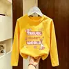 Camiseta de manga comprida para meninas 2026 nova coleção de outono camiseta básica infantil roupa íntima casual top de algodão puro para meninas pequenas início do outono