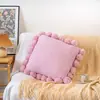 Almofada Bola Nórdica Versátil Almofada Grande de Costas para Cama Sala de Estar de Hospedagem Almofada de Costas de Sofá Almofada de Costas para Cintura Capa de Almofada de Tricô com Bola de Pelo