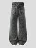 Item de Venda Quente Transfronteiriço em Estoque Exclusivamente para a Amazon: Jeans Modernos de Cintura Alta com Pernas Largas e Lavagem Snow para Meninas Mais Velhas