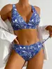 Traje de Baño Nuevo Dividido de Comercio Exterior para Mujer Bikini de Triángulo de Cintura Alta Estampado de Dos Piezas Espalda Descubierta Traje de Baño Transfronterizo de Amazon