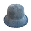 Chapéu de Pescador Vintage Desgastado Lavado com Borda Desfiada para Mulheres, Versátil e Respirável, Chapéu Bucket para Cobertura Facial Primavera e Verão, Chapéu Cloche de Tricô com Proteção Solar