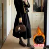 Falda de Lana Gris Oscuro con Botones para Mujer Otoño 2026 Nueva Falda de Cintura Alta Adelgazante Acampanada Falda Petite de Corte A