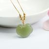 Pingente de Jade Natural Hetian Inlaid em Ouro 18K de Guan Yu com Corrente de Prata, Atacado de Fábrica de Jade e Dropshipping S2060909