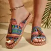Chinelos Planos de Estilo Étnico de Tamanho Grande Transfronteiriços para Mulheres 2025 Verão Novo Europeu e Americano com Franjas Sapatos de Praia Tamanho 43 Wish