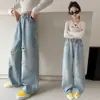 Jeans para Niña Primavera y Otoño Nuevo Estilo 2026 de Moda Tendencia Versión Coreana Pantalones de Mezclilla Rectos Rasgados para Niñas