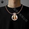 Nuevo collar moderno de estilo hip hop con corona redonda y colgante de foto con incrustaciones de cobre y circonita, collar informal de moda.