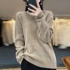 23 Novo Suéter Feminino 100% Lã Gola V Pulôver Suéter Solto Preguiçoso Tricotado Camisa Justa com Cobertura de Carne Camisa Base Roupa Feminina