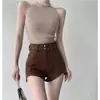 Shorts de mezclilla para chica atractiva para mujer, nuevo estilo de verano 2026, pantalones cortos de pierna ancha de cintura alta para mujeres petite, pantalones de diseño único