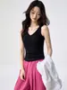 Camisola de Eco-Seda de 260g con Escote en V y Almohadillas de Sujetador Integradas, Nuevo Top Versátil de Verano para Mujer, Ajuste Delgado, Sin Mangas