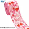 Cinta del Día de San Valentín con Borde de Alambre Cinta Lazo Hecho a Mano en Forma de Corazón Guirnalda Decoración Festiva Lino de Imitación