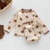 Roupas de Casa de Outono para Crianças Coreia do Sul Pijama Infantil Conjunto Meninos e Meninas Roupas de Outono Calças de Outono Pijama de Algodão para Bebê